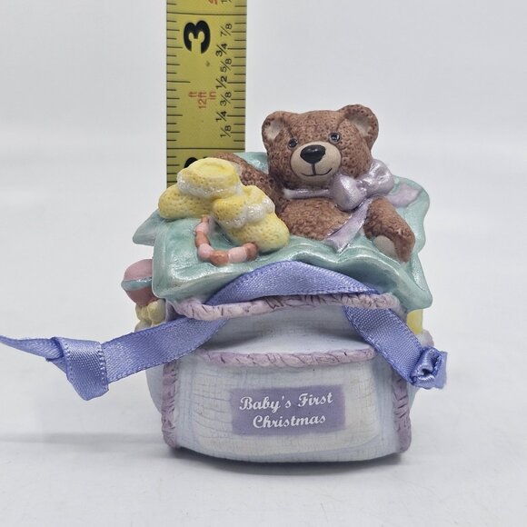 Vintage Hallmark Babys First Christmas Teddy Bear Tree Ornament Porcelain 2001 - Picture 9 of 12